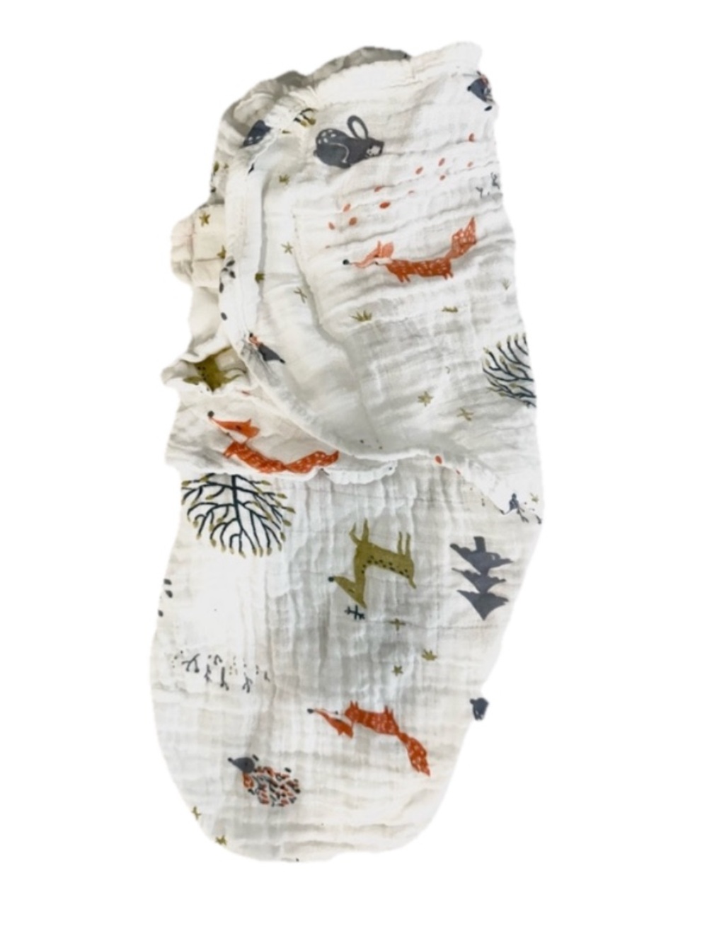 Cotton Muslin Swaddle sleep sack with Fox Print - White